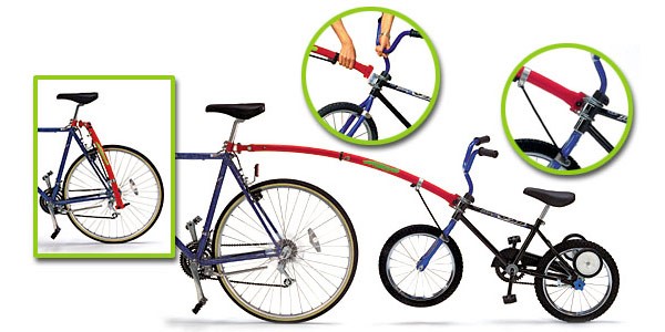 Image showing how to attach the tag-a-long to the trailing bike (Adult bike to a kids bike)